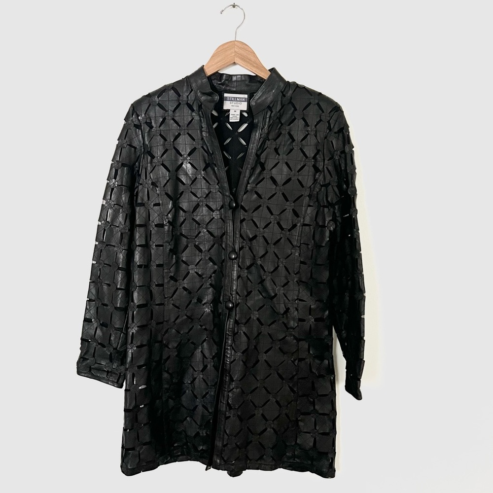 STILLMAN STUDIO Black Lambskin Leather Coat Sz M